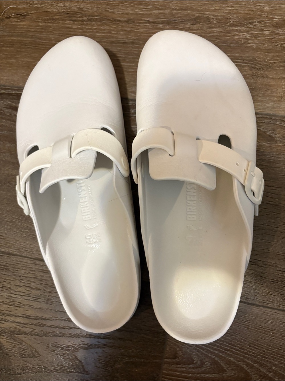Birkenstock White Boston EVA Clogs with Adjustable Strap